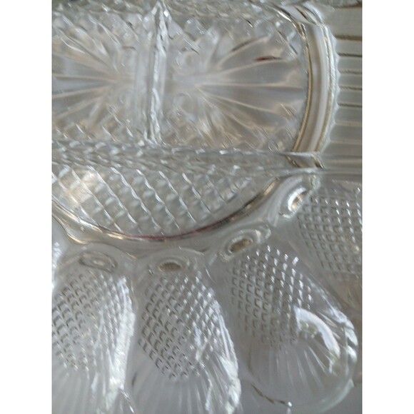 Vintage L. E. Smith Glass Deviled Egg Hors D'Oeuvres Serving Plate Platter - Picture 10 of 16
